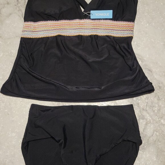 Yonique Black Tankini Set | XXL Top & Large Bottoms | NWT - Picture 2 of 2